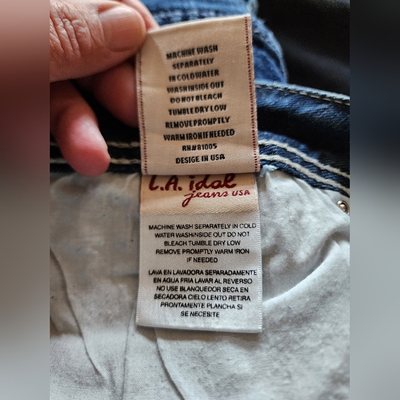 LA Idol USA Rhinestone Embroidered Jeans , Size 9 - Picture 4 of 8